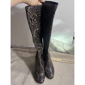 Circus Sam Edelman Boots Womens Size 6.5M Brown Snake Print Clarimont Block Heel